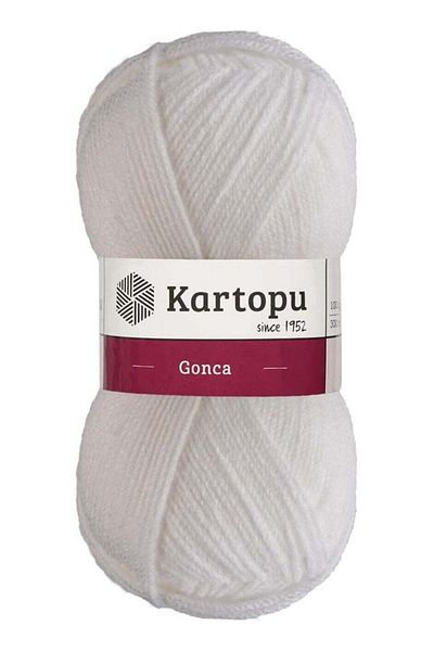 Kartopu خيوط الحياكة Kartopu K010 Gonca – 100 جرام، 300 متر – أبيض