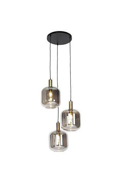 OEM Chandelier, modern hanging lamp, 3 E27 bulbs, black gold finish, height adjustable