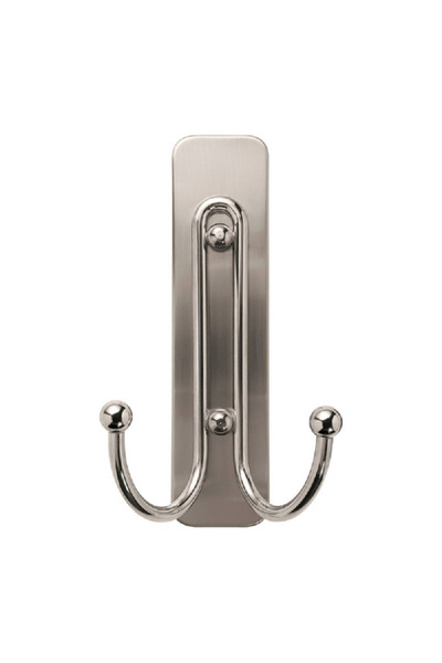 COMMAND Large Brushed Nickel Double Hook Silver 1.8kg