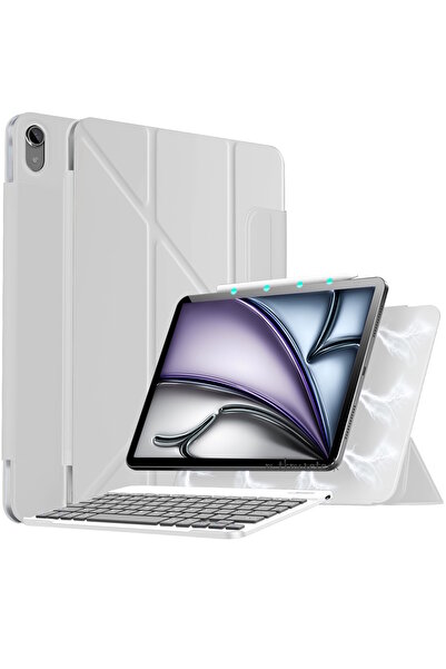 m.tk moveteck iPad Air 13 M2 M3 2024 2025 Compatible Magic Keyboard Slim Case Smart Cover with Magnet Lock Holder