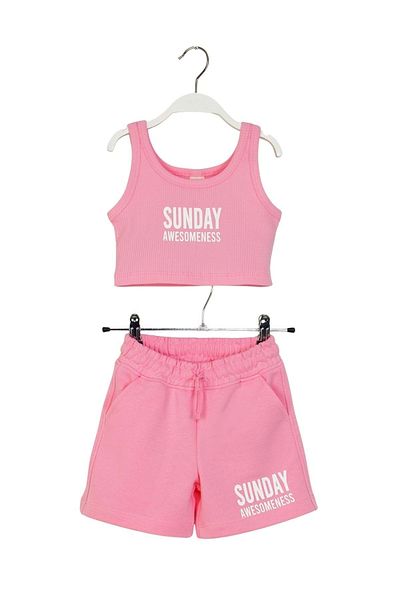 ww waka waka kids store Sunday Awesomeness" Printed Girl's Shorts Set