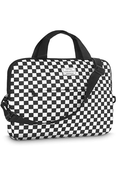 zagatto Slim laptop bag for women, 15.6”, black and white, waterproof, casual design, ZG678