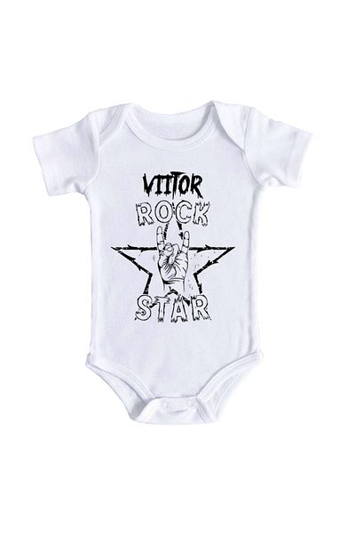 OEM Body bebe, Viitor rock star, 0 -3 luni, maneca scurta, bonisa creativ, alb, 100% bumbac