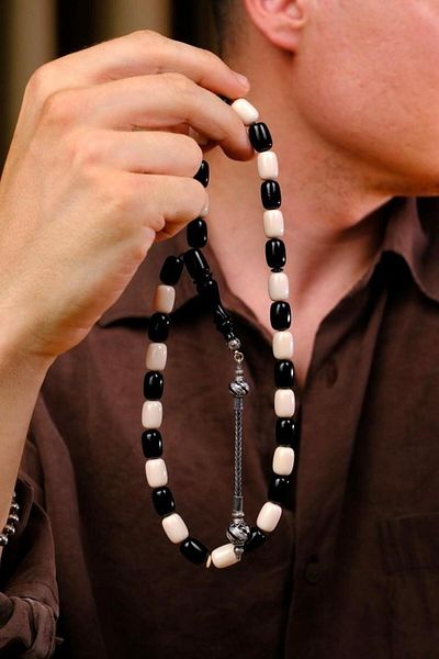dergah tesbih Premium Fan Series Bjk Silver Tassel Prayer Beads