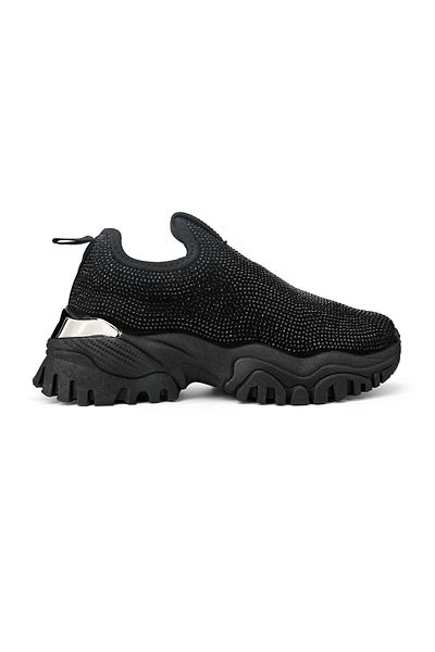 Tmall Pantofi Sport De Dama,Cu Material textil si Strasuri,D1441,Negru