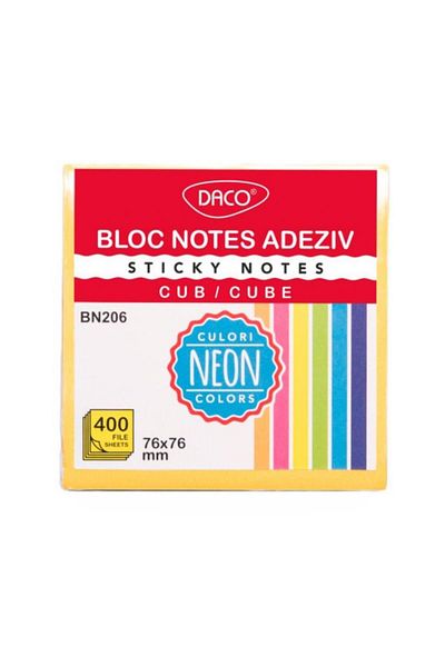 daço Daco Cub Sticky Notes Pad 400 Files, 6 Colors, Size 76x76 mm