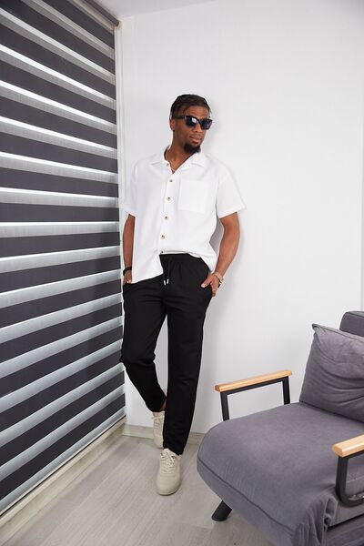 HA-KA GİYİM Men's Slim Fit Jogger Pants Double Leg High Quality Line Pattern Fabric Lycra