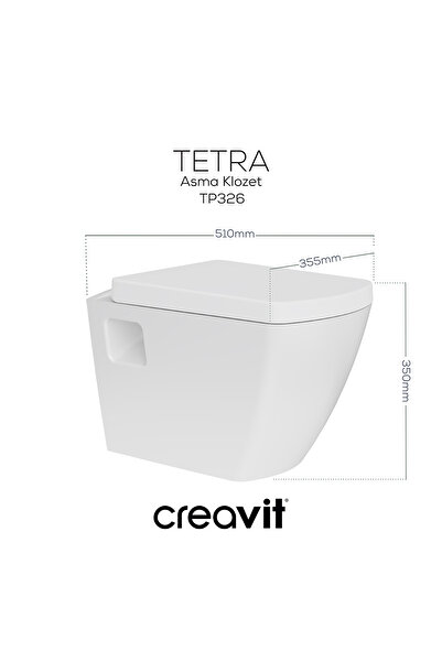 Creavit Tetra Thermoplast Yavaş Kapanan Klozet Kapaklı Beyaz Set