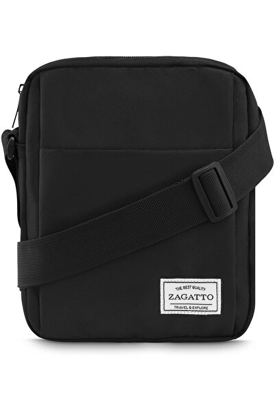 zagatto Ανδρική τσάντα ώμου χιαστί, μαύρη, αδιάβροχη, 18x23x7 cm, 3 τσέπες, ρυθμιζόμενο λουράκι, ZG799