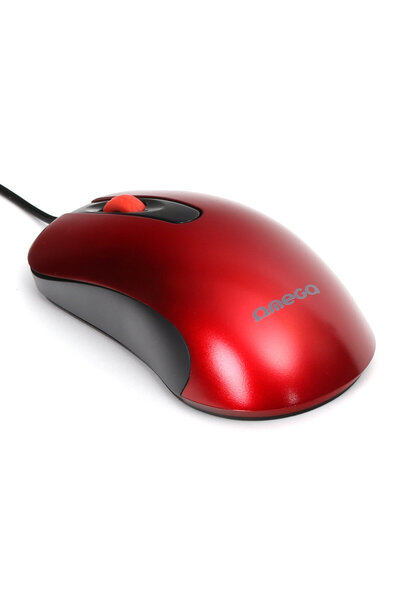 Omega USB mouse, Omega 45268 OM-520, with 1.2 m cable, 3 buttons, 1000 dpi, red with black