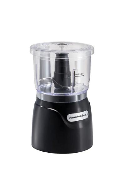 HAMILTON Beach 350W Stack and Press Food Chopper with Removable Bowl and Blade Black and Clear