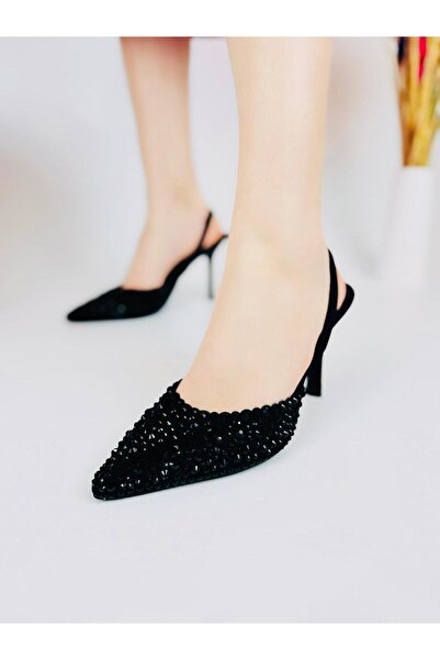 Efulia KADIN PARILTILI TAŞ DETAYLI LASTİK BİLEK RAHAT KALIP İNCE TOPUKLU AYAK...