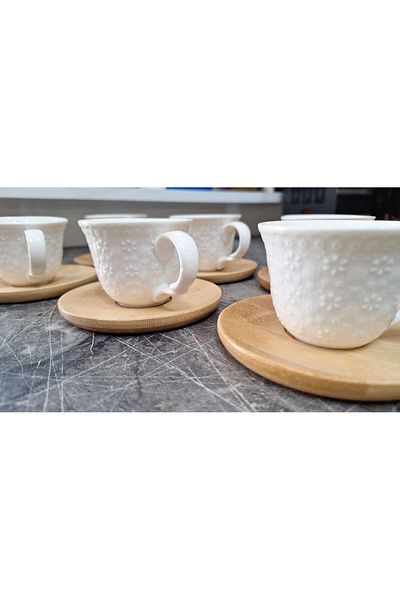 DuhaDTM Bambm 6-Piece Coffee Cup Set Floral Pattern