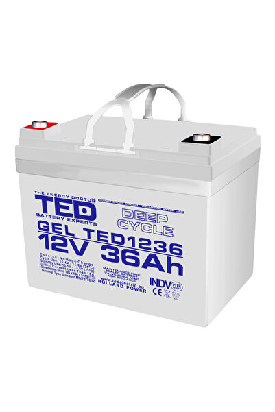 TED Electric Baterie reîncărcabilă GEL Deep Cycle 12V 36Ah VRLA, Dimensiuni 195x128x155 mm, TED Electric TED1236