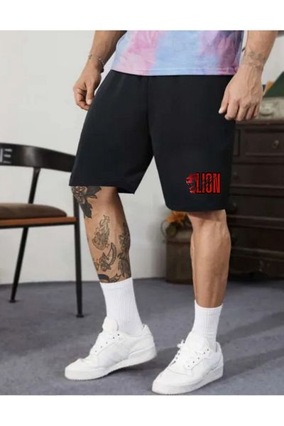 DEEPSENCE Ανδρικό μαύρο Leon Combed Cotton Casual σορτς Fitness Sports Workout Running