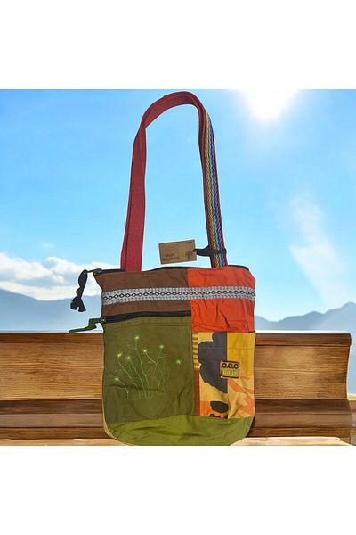 Old Cotton Vintage Colorful Ethnic Medium Size Beach Daily Women's Shoulder Bag 27cm X 33cm
