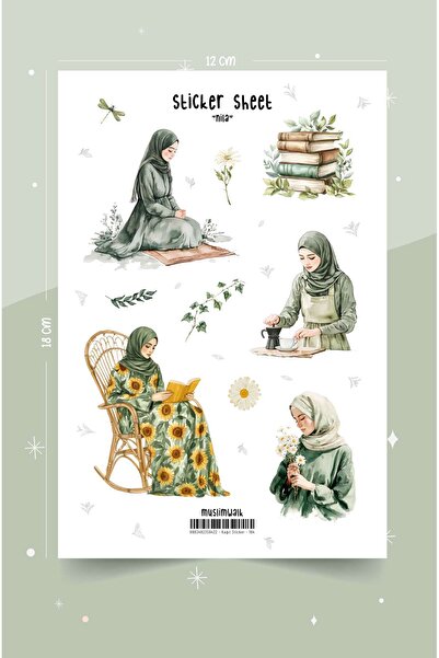 MuslimWalk Nila – Yeşil Tesettürlü Kız Sticker Seti #164