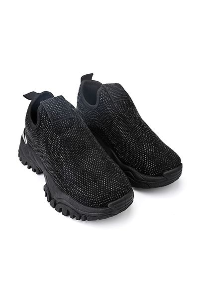 Tmall Pantofi Sport De Dama,Cu Material textil si Strasuri,D1441,Negru