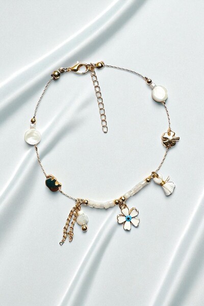 PETEK AKSESUAR Natural Stone Flower Anklet