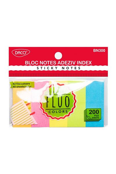 daço Daco Index Sticky Notes Pad, 5 Colors, Size 50x20 mm, 200 Files