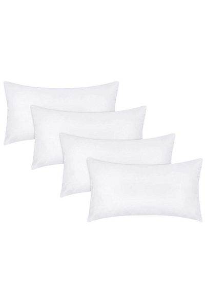 AWF AL WADI FURNITURE Sleep EZ Compressed Set of 4 Microfiber Pillow for Home, Hotel, Guest, Standard, White, 48W x 70L cm