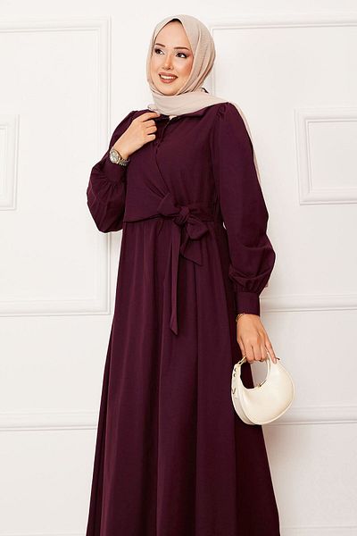 EBRUTESETTÜR Side Tie Shirt Collar Dress