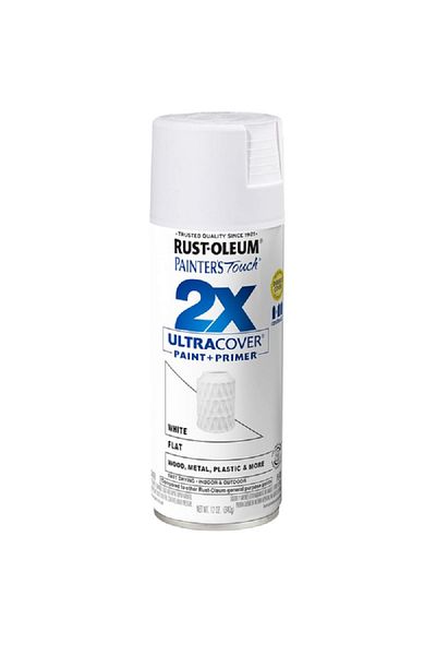 Rustoleum طلاء بخاخ مسطح مع برايمر من بينتر تاتش 2X ألترا كوفر، أبيض، 12 أونصة