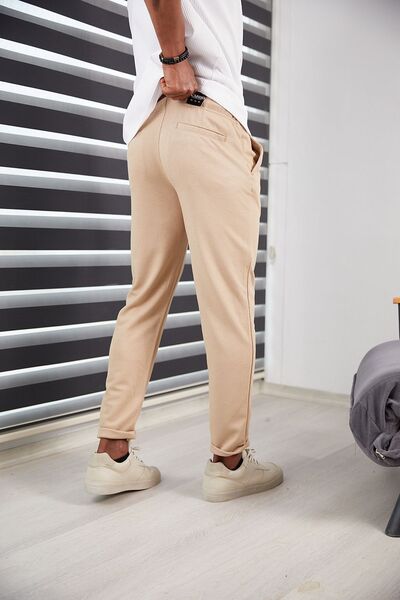 HA-KA GİYİM Men's Slim Fit Jogger Pants Double Leg High Quality Line Pattern Fabric Lycra