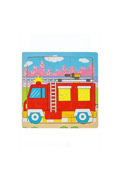 OEM Puzzle Incastru din Lemn Vehicul Pompieri 9 Piese