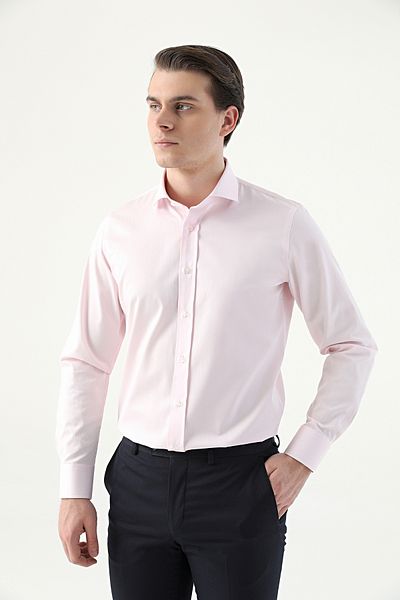 D'S Damat Πουκάμισο Ds Damat Slim Fit Pink Plain Nano Care