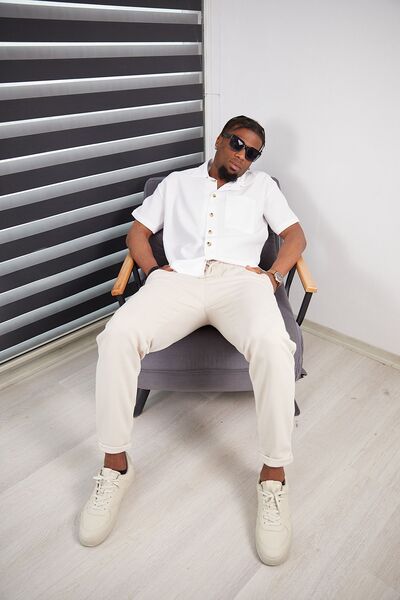 HA-KA GİYİM Men's Slim Fit Jogger Pants Double Leg High Quality Line Pattern Fabric Lycra