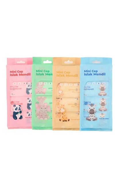 KRD Home Mini Islak Cep Mendil 4 Paket 8x4 32Li