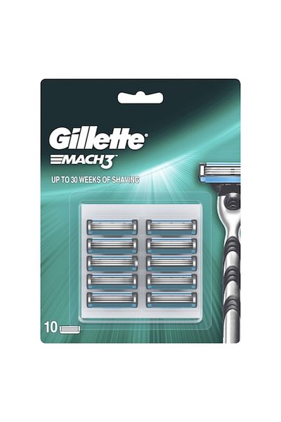 Gillette Mach3 Replacement Blades, Regular, 10 pcs