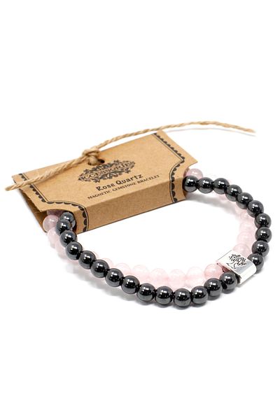 OEM Therapeutic Magnetic Bracelet with Hematite & Rose Quartz