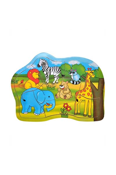 OEM Puzzle Incastru din Lemn Animale din Jungla 9 Piese