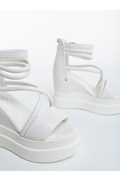 Kalapod Women's white platform sandals made of eco-leather Avadia
