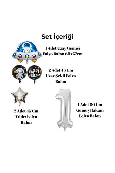tedaks 7 Year Old Space Themed Birthday Set Space Foil Shapes Silver Foil Figure