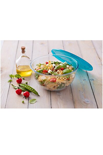 Pyrex Bol Pyrex, cu capac, sticla termorezistenta, 21 x 21 x 11 cm, 2 L