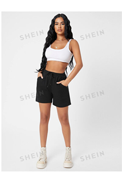 LAUSRA Γυναικείο ελαστικό, άνετο μαύρο σορτς μίνι κομψού κοψίματος για να φορ...