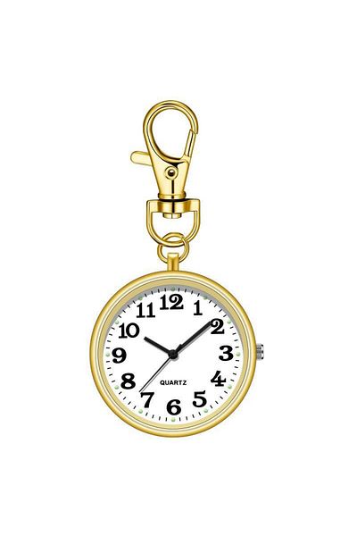 valkyrie Analog Quartz Pocket Watch with Key Ring Clip Gold