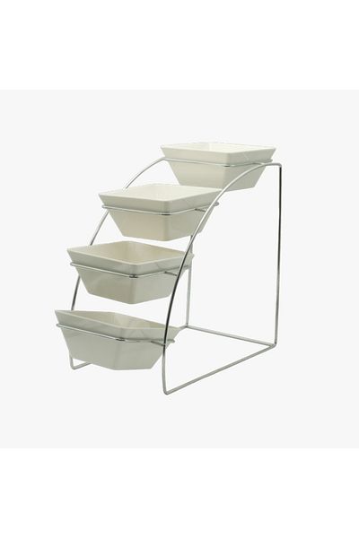rexa 4-Tier Ceramic Buffet Stand – Elegant Multi-Level Serving Display for Events & Home Use