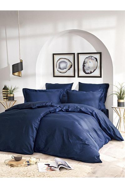 Karna Home Striped Patterned Cotton Duvet Cover Set 150X220