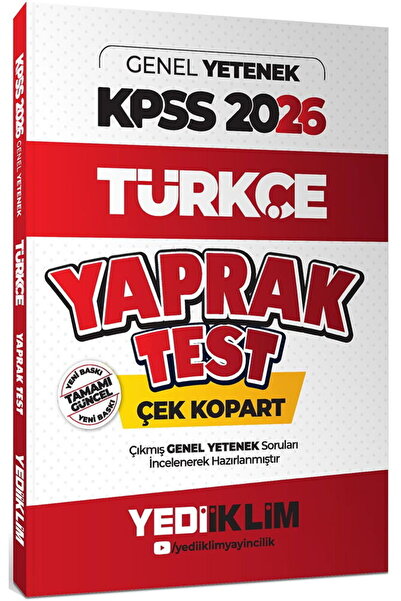 Yediiklim Yayınları 2026 Kpss Genel Yetenek Türkçe Çek Kopart Yaprak Test