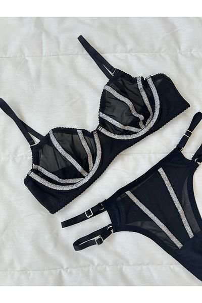 Feruzdesign Glitter Black Lori Bralet Set
