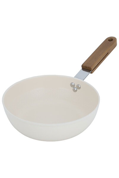 Tornado Ceramic Pan Tornado, 20 cm, Wooden Handle, Deep - Beige