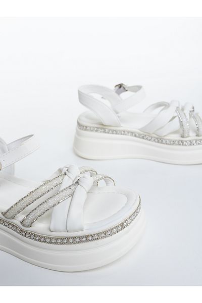Kalapod Women's white platform sandals made of Asara eco-leather