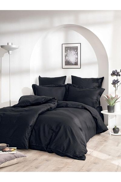 Karna Home Striped Patterned Cotton Duvet Cover Set 150X220