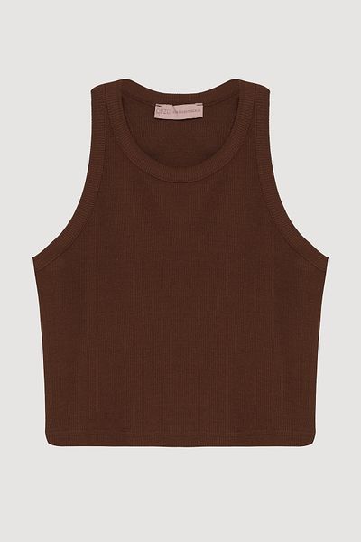 Quzu Halter Neck Crop Μονόχρωμο Καφέ