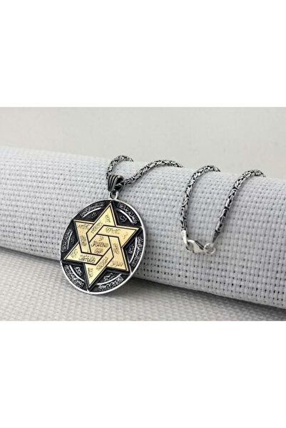 shop Büyük Boy Kral Zincir Hz Süleyman Mührü 925 Ayar Gümüş Erkek Kolye