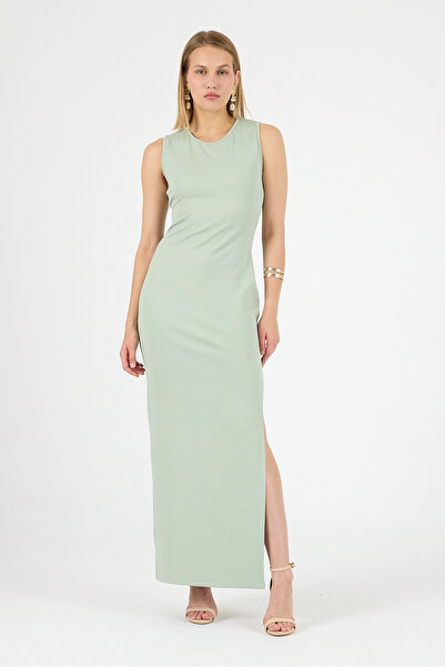 Laranor Καλοκαιρινό μακρύ φόρεμα με πράσινο λαιμόκοψη 25l8127